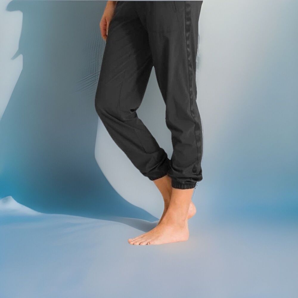 Athleta Andale Jogger Tuxedo Side Stripe Black Size 10 Elastic Waist